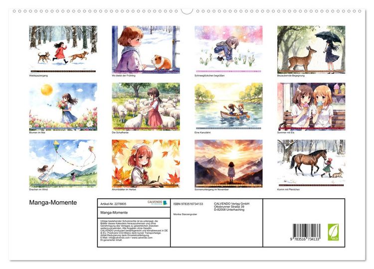 Produktbild: Manga-Momente (hochwertiger Premium Wandkalender 2026 DIN A2 quer), Kunstdruck in Hochglanz