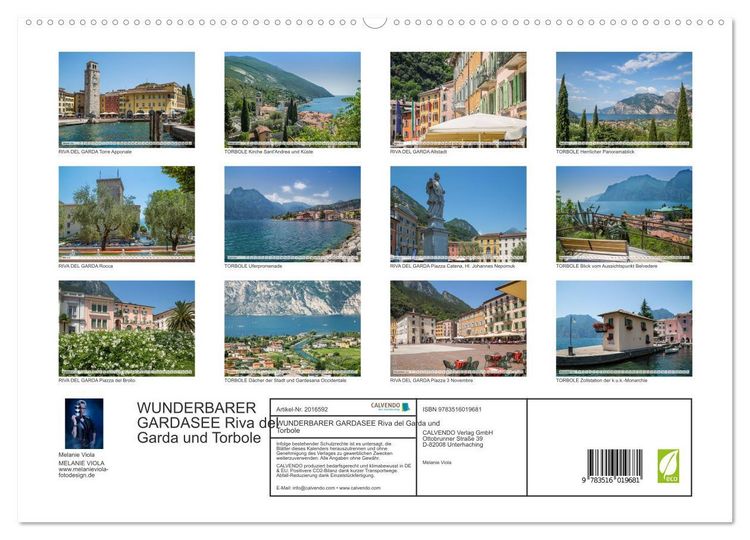 Produktbild: WUNDERBARER GARDASEE Riva del Garda und Torbole (hochwertiger Premium Wandkalender 2026 DIN A2 quer), Kunstdruck in Hochglanz