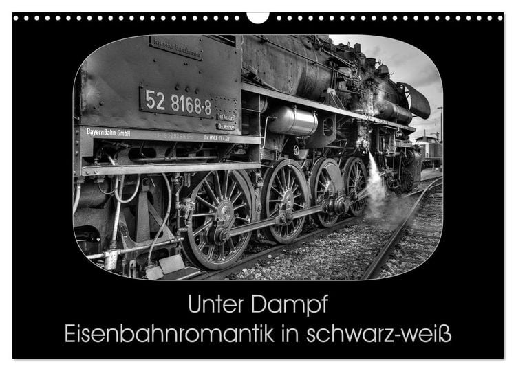 Produktbild: Unter Dampf - Eisenbahnromantik in schwarz-wei&szlig; (Wandkalender 2026 DIN A3 quer), CALVENDO Monatskalender