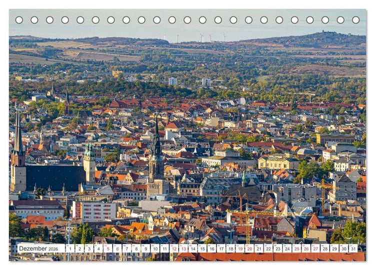 Produktbild: Halle an der Saale von oben (Tischkalender 2026 DIN A5 quer), CALVENDO Monatskalender