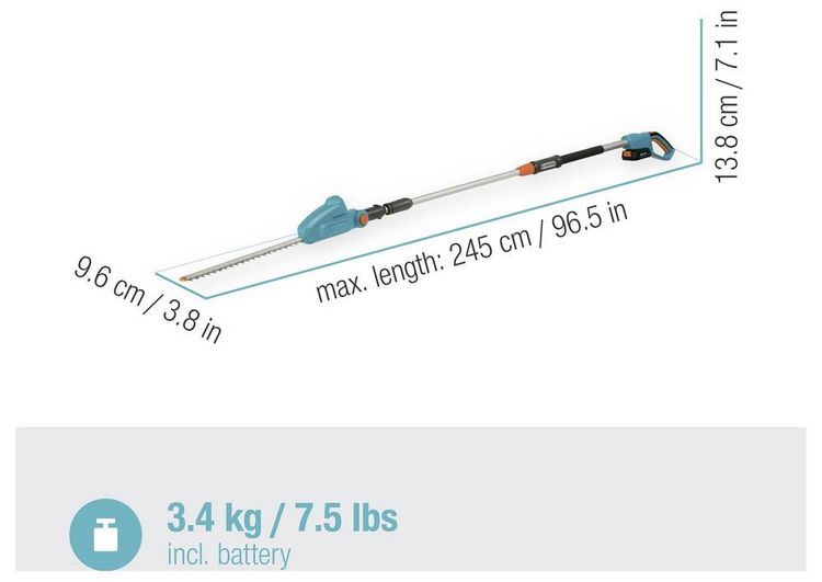 Produktbild: GARDENA GARDENA Akku-Teleskop-Heckenschere THS 42/18V P4A Ready-To-Use Set Akku Teleskop-Heckenschere inkl. Akku, inkl. Ladeger&auml;t 18 V Li-Ion