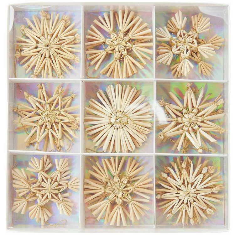 Produktbild: Premium Set Stroh-Sterne, 18 teilig, natur/gold