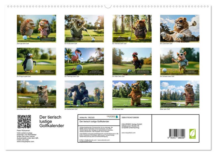 Produktbild: Der tierisch lustige Golfkalender (hochwertiger Premium Wandkalender 2026 DIN A2 quer), Kunstdruck in Hochglanz