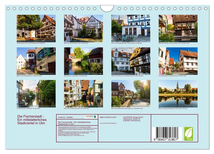 Produktbild: Die Fischerstadt - Ein mittelalterliches Stadtviertel in Ulm (Wandkalender 2026 DIN A4 quer), CALVENDO Monatskalender