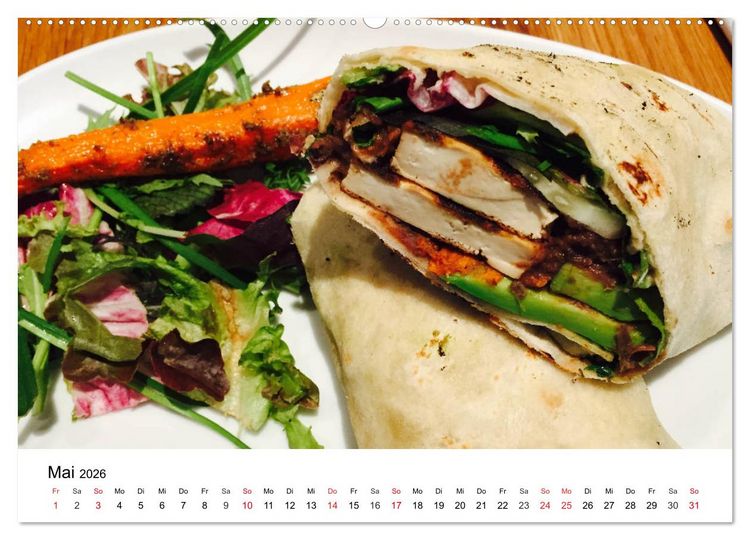 Produktbild: Vegane Gerichte. Abwechslungsreich, kreativ und k&ouml;stlich (hochwertiger Premium Wandkalender 2026 DIN A2 quer), Kunstdruck in Hochglanz