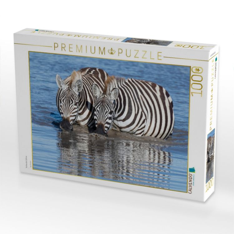 Produktbild: CALVENDO Puzzle Trinkende Zebras | 1000 Teile Lege-Gr&ouml;&szlig;e 64x48cm Foto-Puzzle f&uuml;r gl&uuml;ckliche Stunden