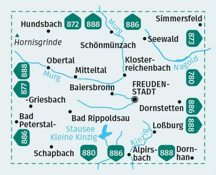 Produktbild: KOMPASS Wanderkarte 878 Freudenstadt, Baiersbronn, Simmersfeld, Lo&szlig;burg, Alpirsbach 1:25.000