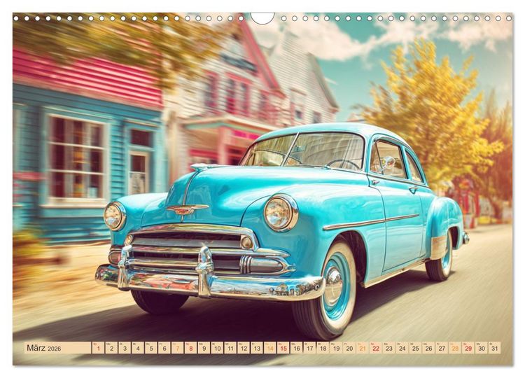 Produktbild: Amerikas rollende Legenden &ndash; Retro-Design trifft Nostalgie (Wandkalender 2026 DIN A3 quer), CALVENDO Monatskalender