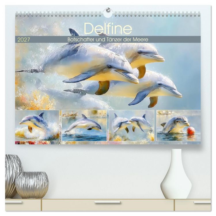 Produktbild: Delfine. Botschafter und T&auml;nzer der Meere (hochwertiger Premium Wandkalender 2027 DIN A2 quer), Kunstdruck in Hochglanz