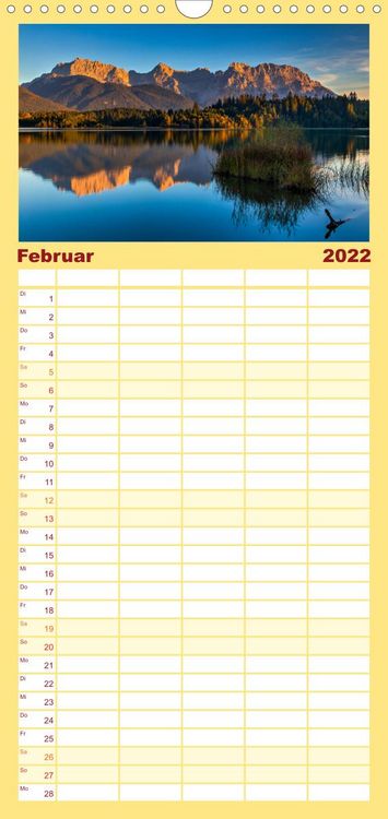 Produktbild: Familienplaner Licht &uuml;ber Alpenlandschaften (Wandkalender 2022 , 21 cm x 45 cm, hoch)