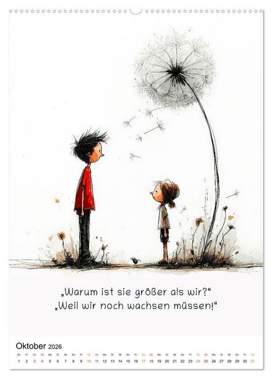 Produktbild: Kindlich. Komisch. Klar. (hochwertiger Premium Wandkalender 2026 DIN A2 hoch), Kunstdruck in Hochglanz