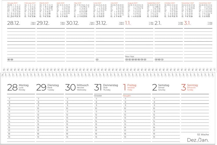 Produktbild: Tischquerkalender 1W/2S BlauerEngel 2027