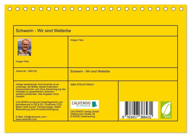 Produktbild: Schwerin - Wir sind Welterbe (Tischkalender 2026 DIN A5 quer), CALVENDO Monatskalender