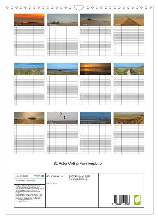 Produktbild: St. Peter Ording Familienplaner (Wandkalender 2026 DIN A3 hoch), CALVENDO Monatskalender