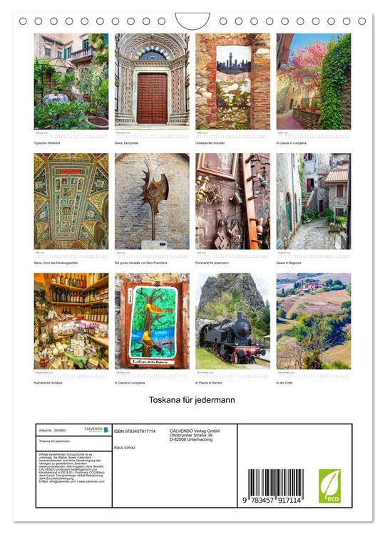 Produktbild: Toskana f&uuml;r jedermann (Wandkalender 2026 DIN A4 hoch), CALVENDO Monatskalender