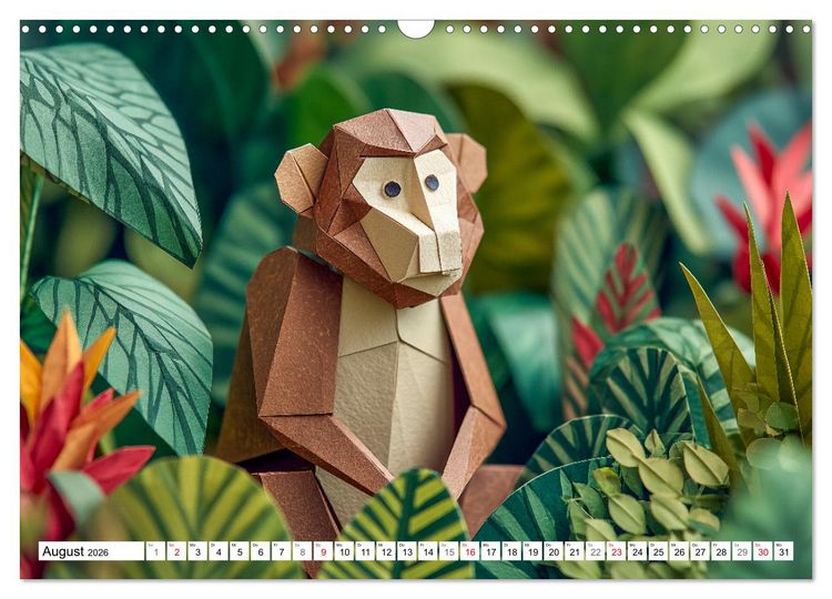 Produktbild: Origami Zoo - Bunter Tierkalender f&uuml;r Kinder und Familien (Wandkalender 2026 DIN A3 quer), CALVENDO Monatskalender