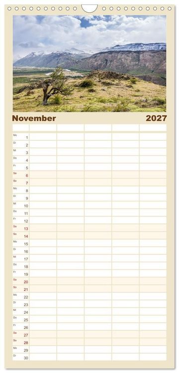 Produktbild: Familienplaner 2027 - Patagonien - Eine Landschaft der Kontraste mit 5 Spalten (Wandkalender, 21 x 45 cm) CALVENDO