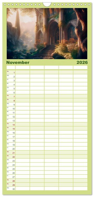 Produktbild: Familienplaner 2026 - Im Reich der Elben mit 5 Spalten (Wandkalender, 21 x 45 cm) CALVENDO