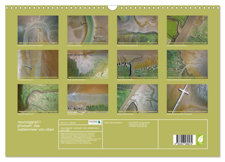 Produktbild: neunziggrad I photoart: das wattenmeer von oben (Wandkalender 2026 DIN A3 quer), CALVENDO Monatskalender