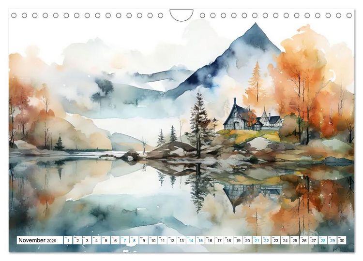 Produktbild: Aquarelltr&auml;ume am See (Wandkalender 2026 DIN A4 quer), CALVENDO Monatskalender