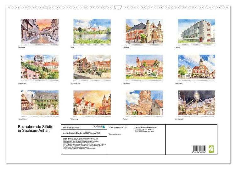 Produktbild: Bezaubernde St&auml;dte in Sachsen-Anhalt (Wandkalender 2027 DIN A2 quer), CALVENDO Monatskalender