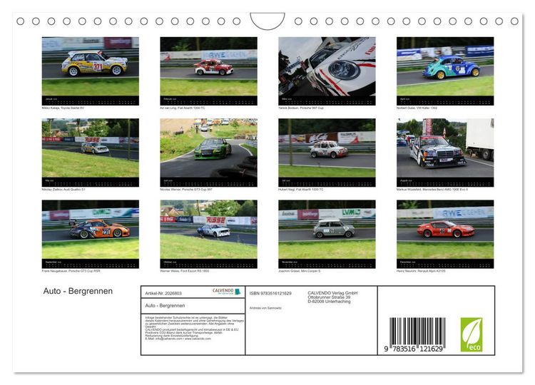 Produktbild: Auto - Bergrennen (Wandkalender 2026 DIN A4 quer), CALVENDO Monatskalender