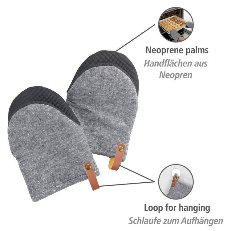 Produktbild: Topfhandschuhe Mod. Ada Mini Grau, Handfl&auml;chen aus Neopren
