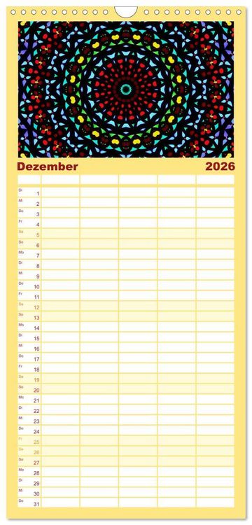 Produktbild: Familienplaner 2026 - Mandala Tr&auml;ume mit 5 Spalten (Wandkalender, 21 x 45 cm) CALVENDO