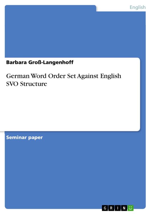Produktbild: German Word Order Set Against English SVO Structure