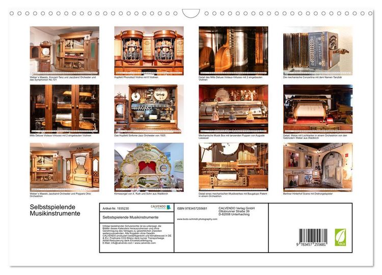 Produktbild: Selbstspielende Musikinstrumente (Wandkalender 2026 DIN A3 quer), CALVENDO Monatskalender