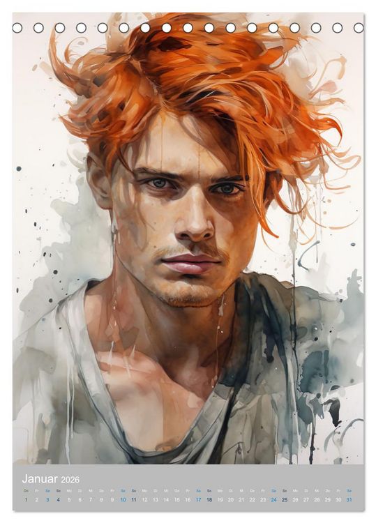 Produktbild: Gentlemen in Aquarell (Tischkalender 2026 DIN A5 hoch), CALVENDO Monatskalender