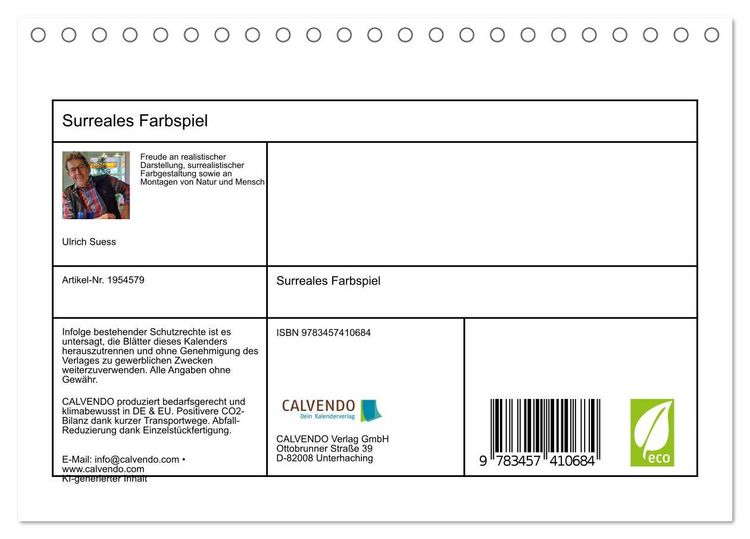 Produktbild: Surreales Farbspiel (Tischkalender 2026 DIN A5 quer), CALVENDO Monatskalender