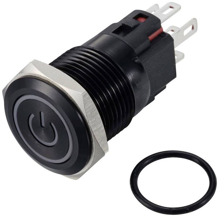 Produktbild: TRU COMPONENTS TC-12647444 Drucktaster 250 V/AC 3 A 1 x Aus/(Ein) IP65 Gr&uuml;n tastend Aluminium, eloxiert 1 St.