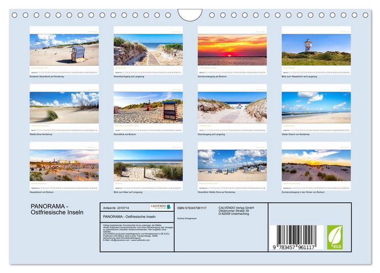 Produktbild: PANORAMA - Ostfriesische Inseln (Wandkalender 2026 DIN A4 quer), CALVENDO Monatskalender