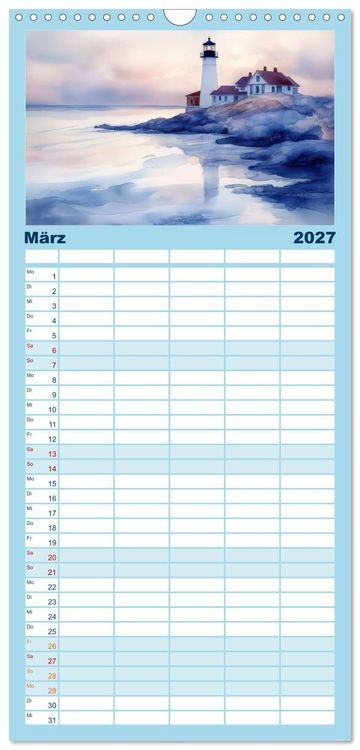 Produktbild: Familienplaner 2027 - Wellenw&auml;chter mit 5 Spalten (Wandkalender, 21 x 45 cm) CALVENDO