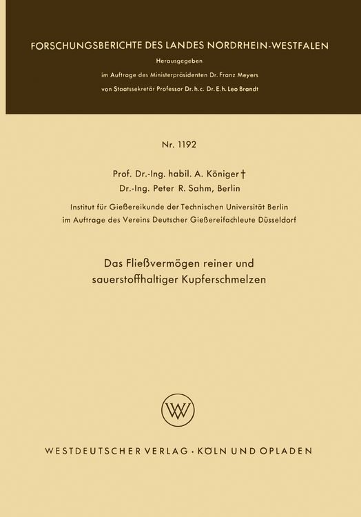 Produktbild: Das Flie&szlig;verm&ouml;gen reiner und sauerstoffhaltiger Kupferschmelzen