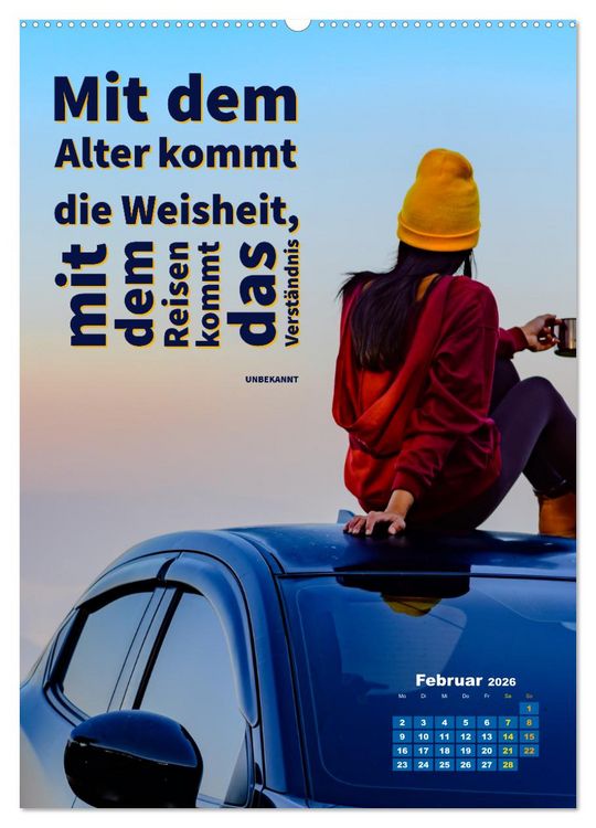 Produktbild: Verr&uuml;ckt nach REISEN Fernweh - Travel - Spr&uuml;che (Wandkalender 2026 DIN A2 hoch), CALVENDO Monatskalender