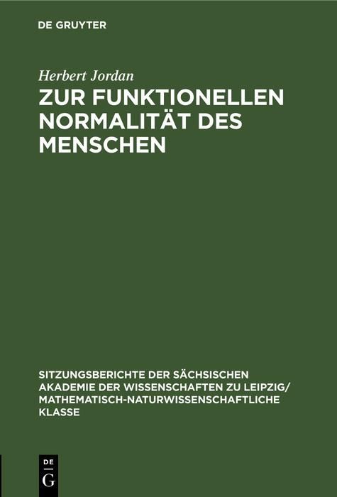 Produktbild: Zur funktionellen Normalit&auml;t des Menschen