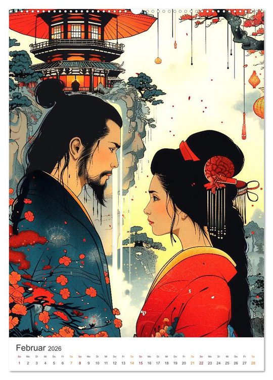 Produktbild: Geisha - Old School Poster Style (Wandkalender 2026 DIN A2 hoch), CALVENDO Monatskalender