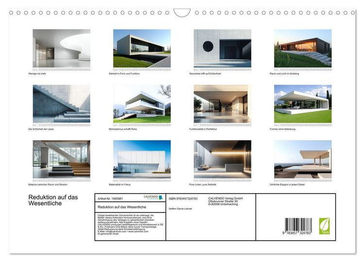 Produktbild: Reduktion auf das Wesentliche (Wandkalender 2026 DIN A3 quer), CALVENDO Monatskalender