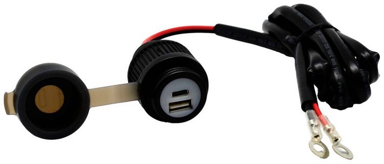 Produktbild: Albrecht Motorrad Duo USB A+C Steckdose QC3.0 12-24 Volt Belastbarkeit Strom max.=2 A Doppel-USB Steckdose zum Einbau an einem Motorrad 12 V