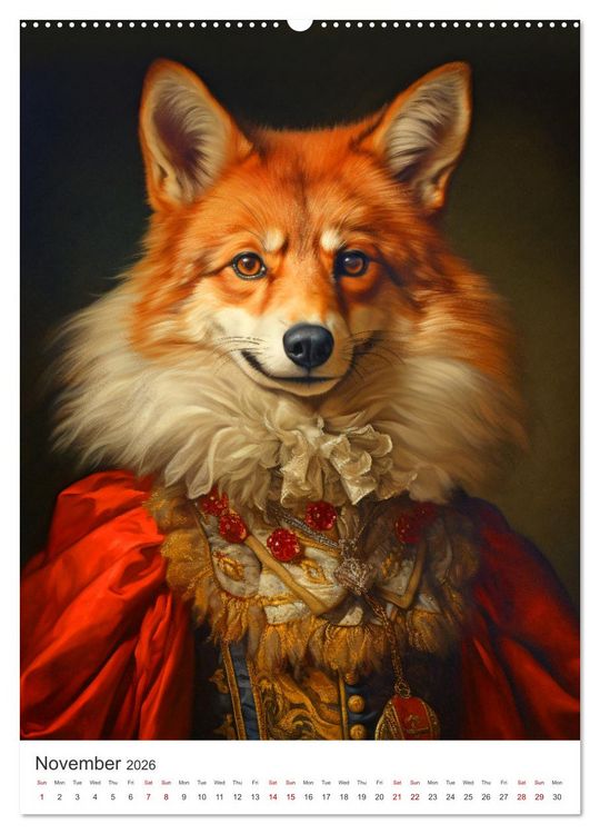 Produktbild: Animal Art - A collection of Renaissance paintings with animal motifs (High Quality Premium Wall Calendar 2026 DIN A2 portrait),CALVENDO 12 Month Wall Calendar