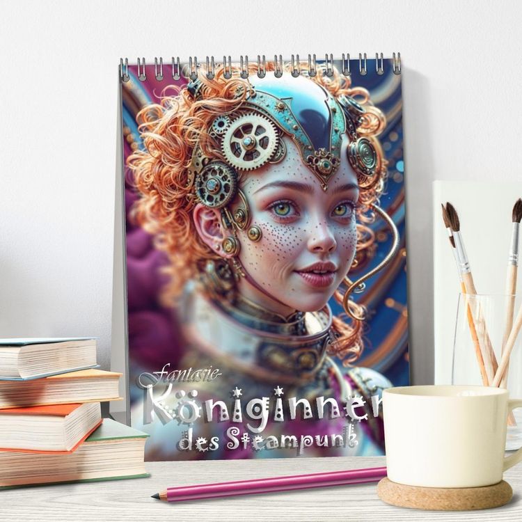 Produktbild: Fantasie-K&ouml;niginnen des Steampunk - Digitale Kunst (Tischkalender 2026 DIN A5 hoch), CALVENDO Monatskalender