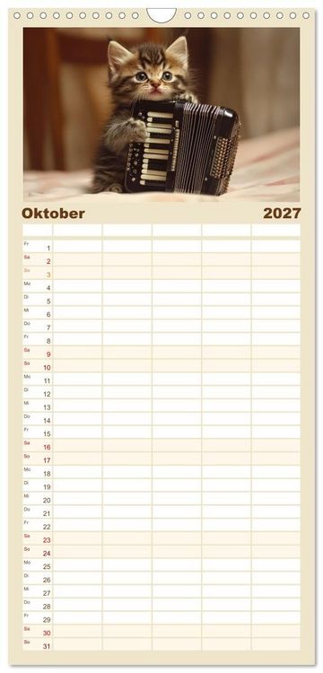 Produktbild: Familienplaner 2027 - Miau-sikalische Momente mit 5 Spalten (Wandkalender, 21 x 45 cm) CALVENDO