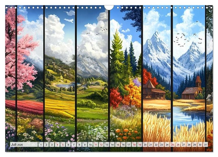 Produktbild: Landschaften in bunten Fragmenten (Wandkalender 2026 DIN A3 quer), CALVENDO Monatskalender