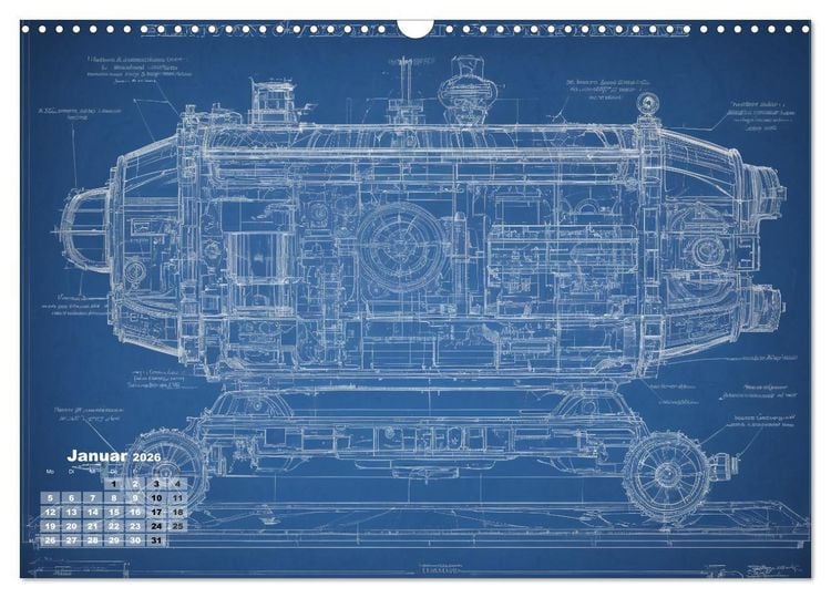 Produktbild: Steampunk - Blaupausen (Wandkalender 2026 DIN A3 quer), CALVENDO Monatskalender