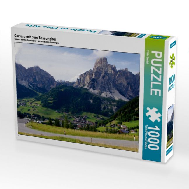 Produktbild: CALVENDO Puzzle Corvara mit dem Sassongher | 1000 Teile Lege-Gr&ouml;&szlig;e 64x48cm Foto-Puzzle f&uuml;r gl&uuml;ckliche Stunden
