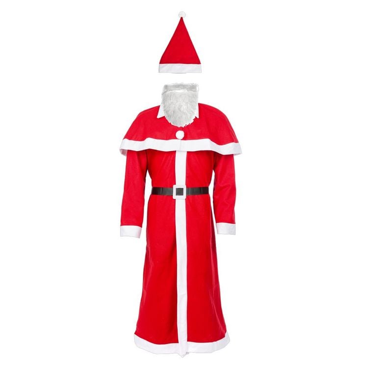 Produktbild: Idena Kost&uuml;m Weihnachtsmann mit Bart und M&uuml;tze 5-teilig Einheitsgr&ouml;&szlig;e 100% Polyester rot