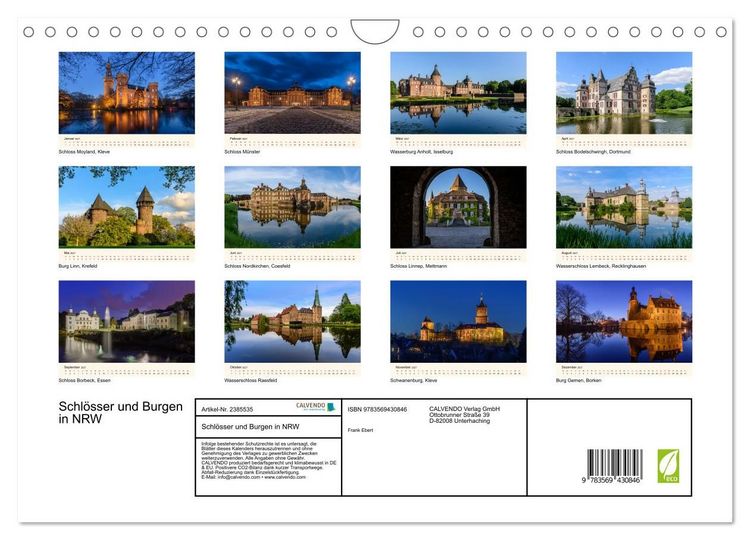Produktbild: Schl&ouml;sser und Burgen in NRW (Wandkalender 2027 DIN A4 quer), CALVENDO Monatskalender