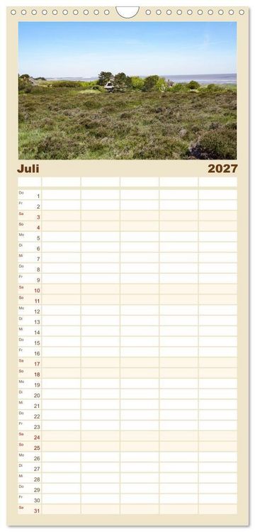 Produktbild: Familienplaner 2027 - Vielf&auml;ltiges Sylt - Mehr als Strand mit 5 Spalten (Wandkalender, 21 x 45 cm) CALVENDO